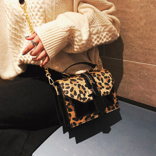 Leopard Print Shoulder  Crossbody Bag  Zipper Decor