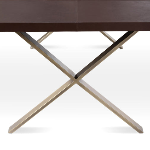Rhodes Leather and Brass Dining Table