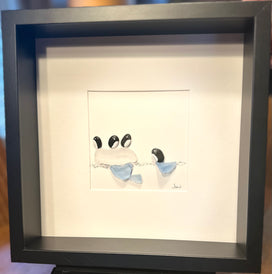 Pebble Art Framed - Penguins