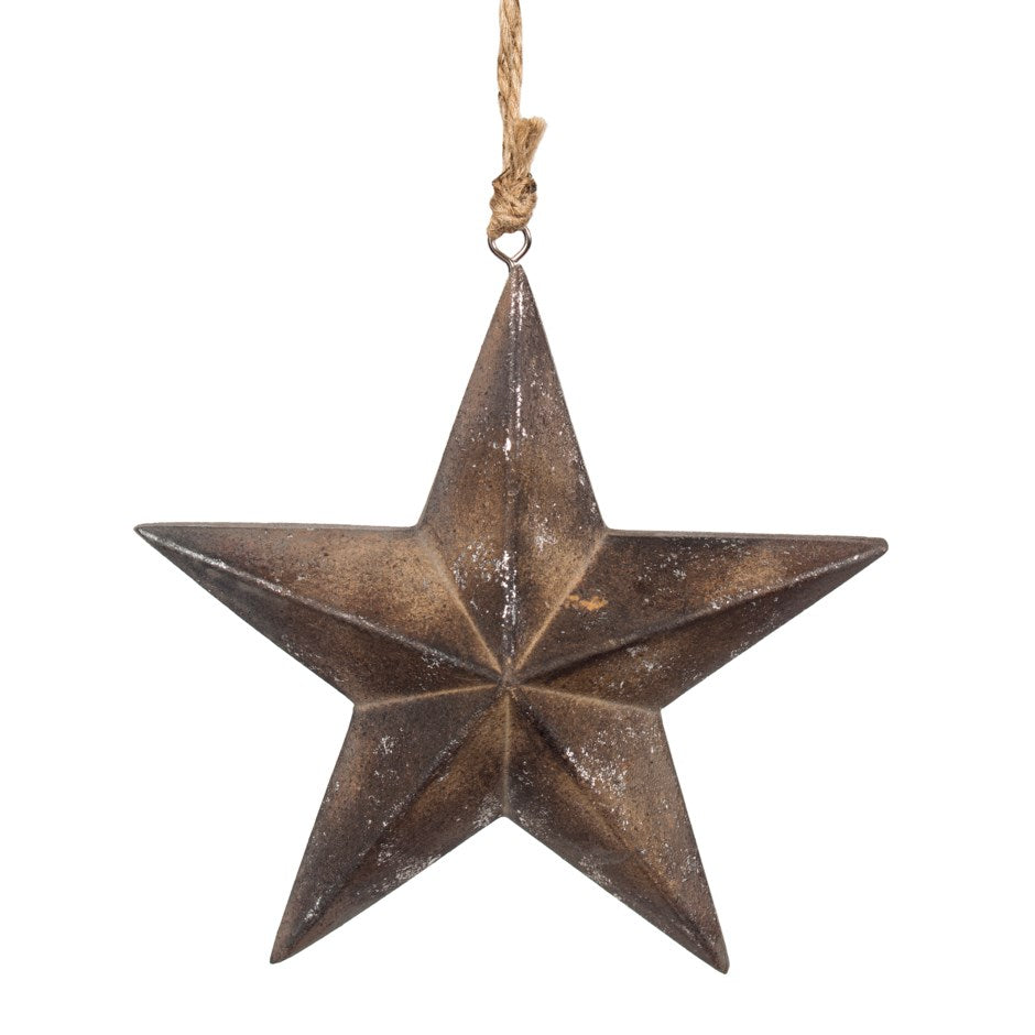 Ornament Dark Brown Wood Star 5 Point