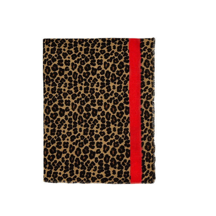 Festive Red Classic Leopard Pattern Scarf