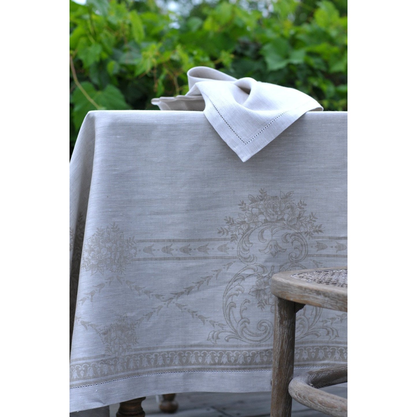 french melody tablecloth natural 67''x67''