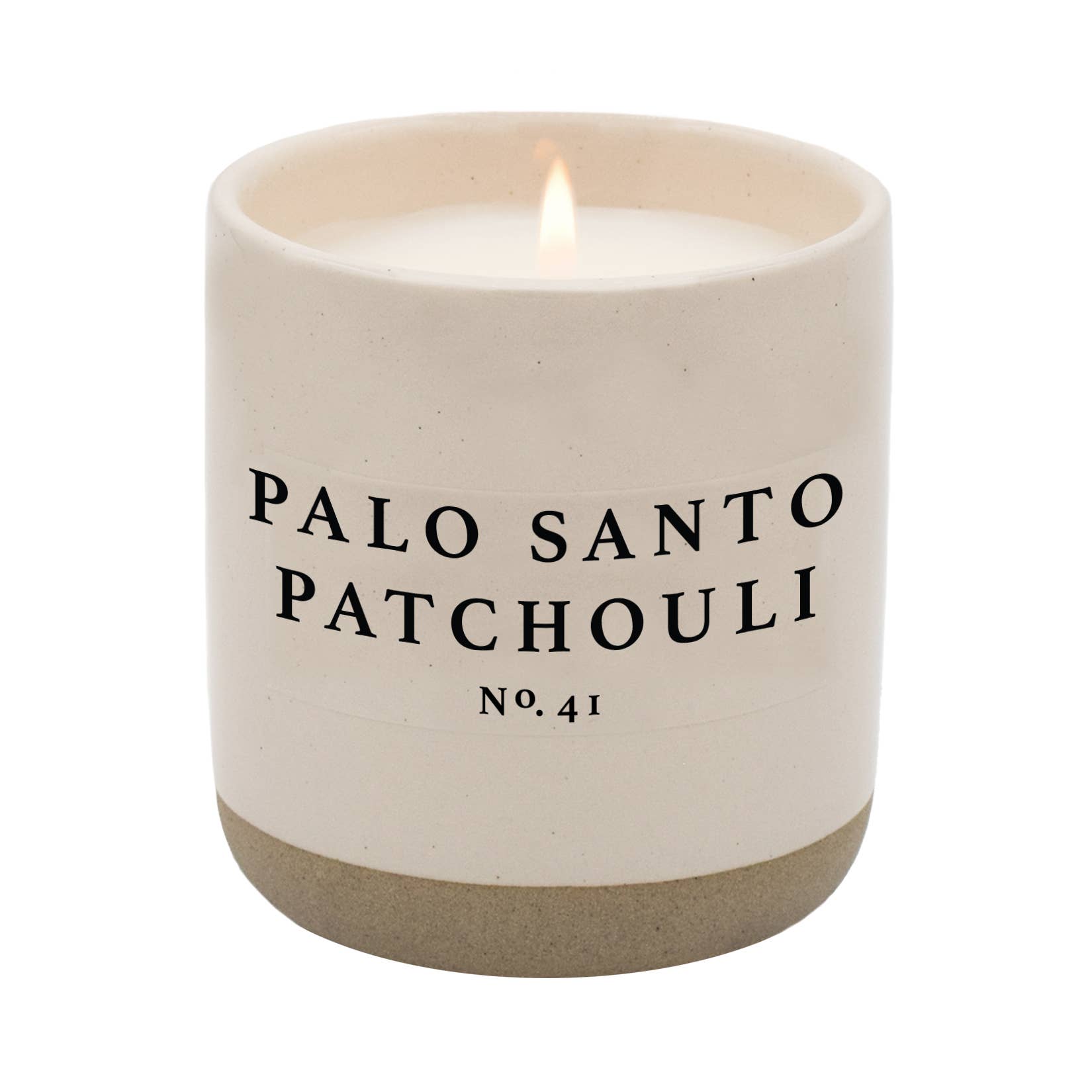 palo santo patchouli soy candle - cream stoneware jar- 12 oz