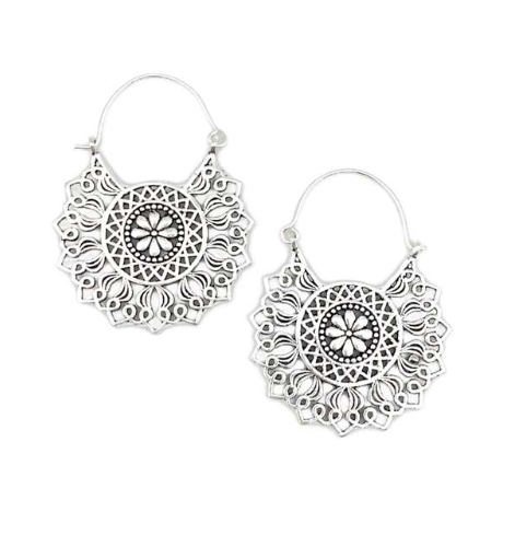 tanvi earrings silver filigree flowers