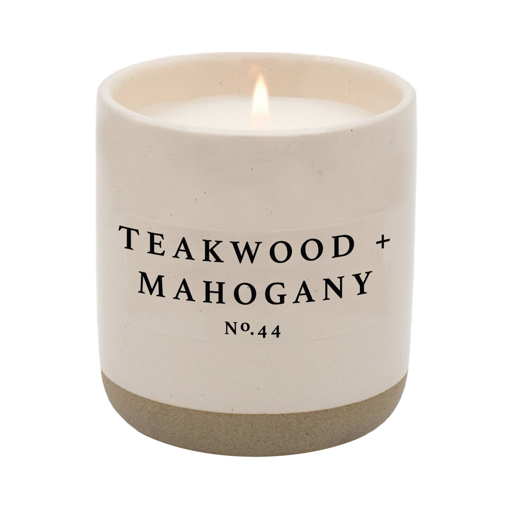 teakwood and mahogany soy candle- cream stoneware jar- 12 oz