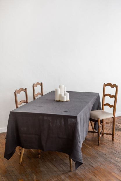 Linen Tablecloth in Charcoal