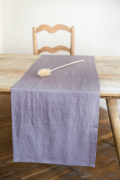 Linen Table Runner in Dusty Lavender