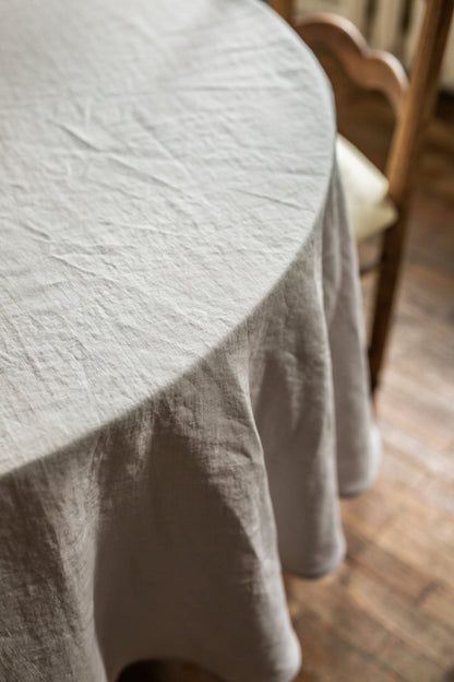 Round Linen Tablecloth Sage Green