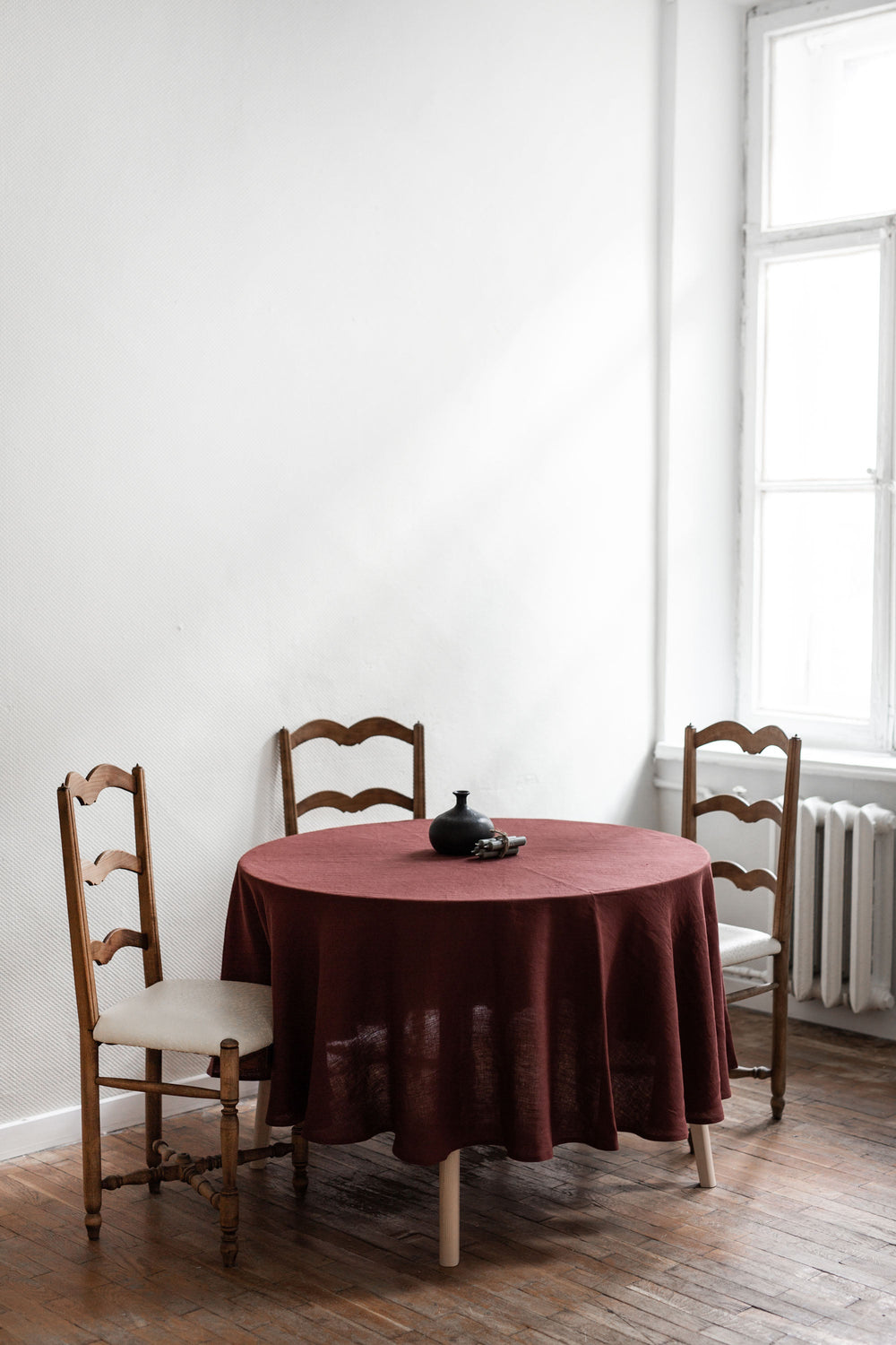 Round Linen Tablecloth Terracotta