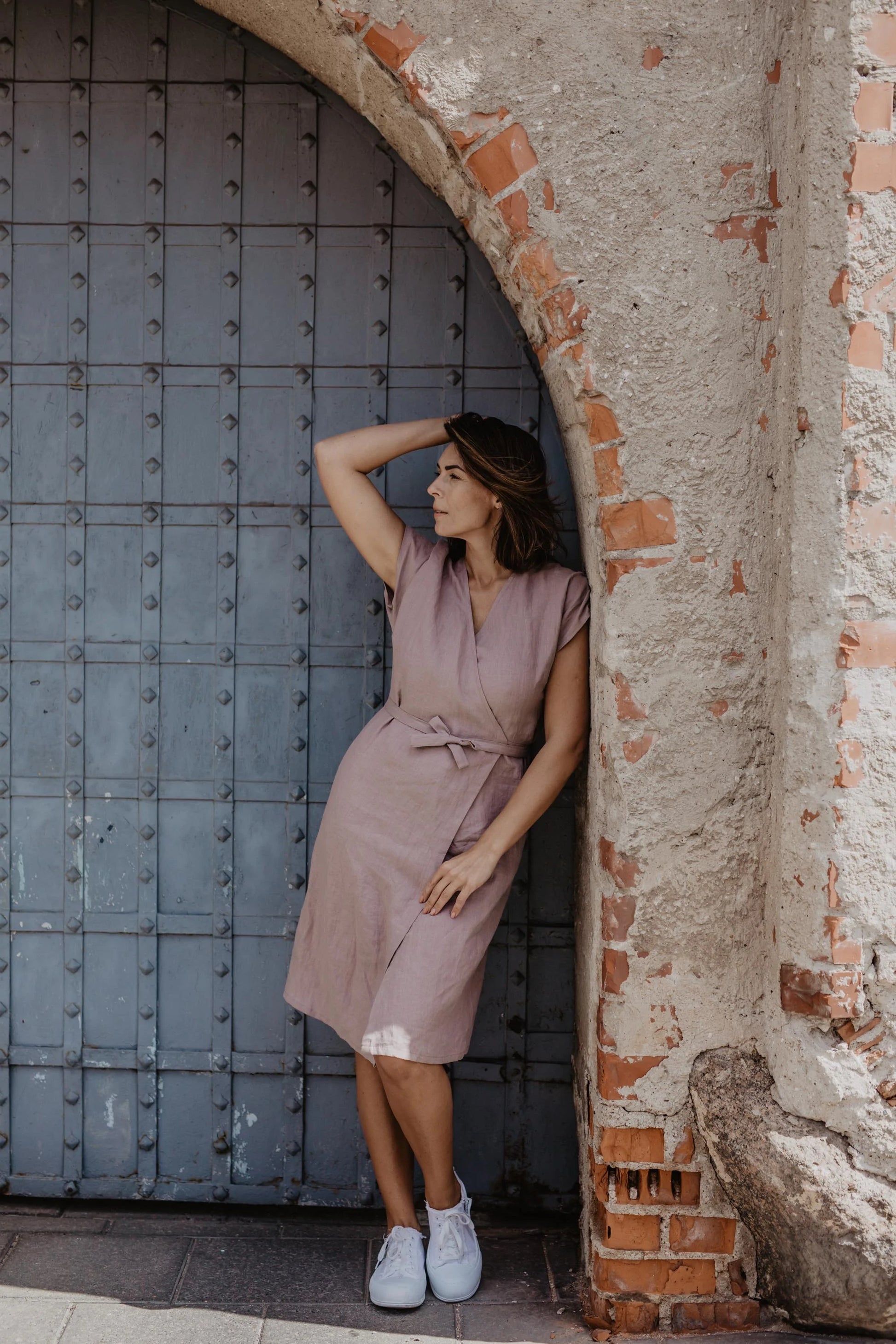 Linen Wrap Dress Rome Dusty Rose – Oak and Linen Home