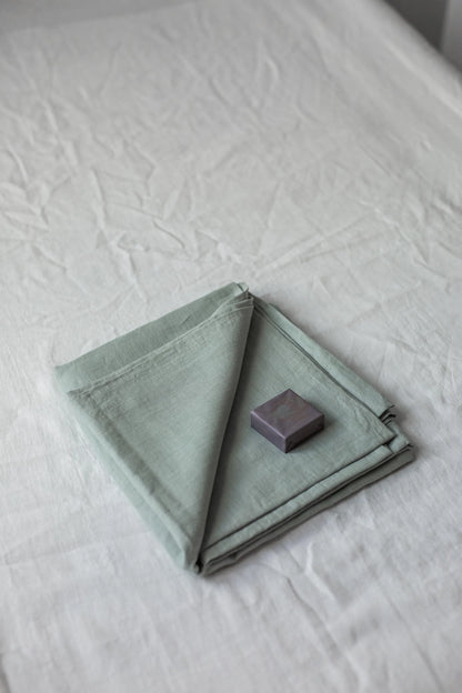Linen Flat Sheet in Sage Green