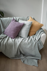 Linen Waffle Bed Throw In Sage Green
