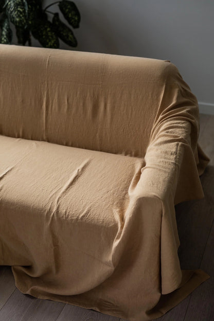 Linen Couch Cover Mustard