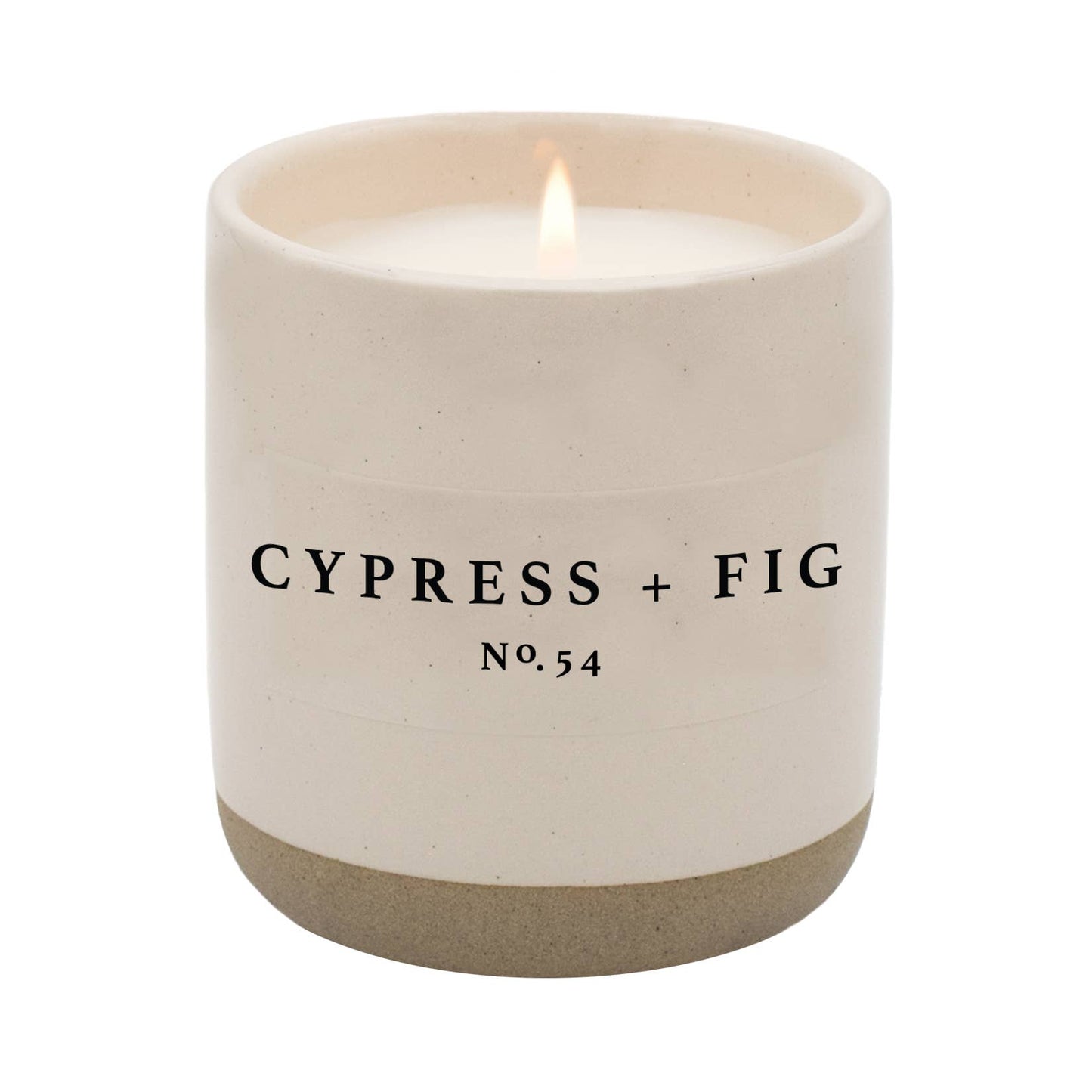 cypress and fig soy candle - cream stoneware jar - 12 oz