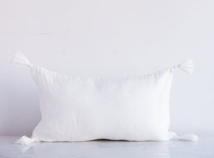 elba linen pillow cover with tassels white 18''x 24”