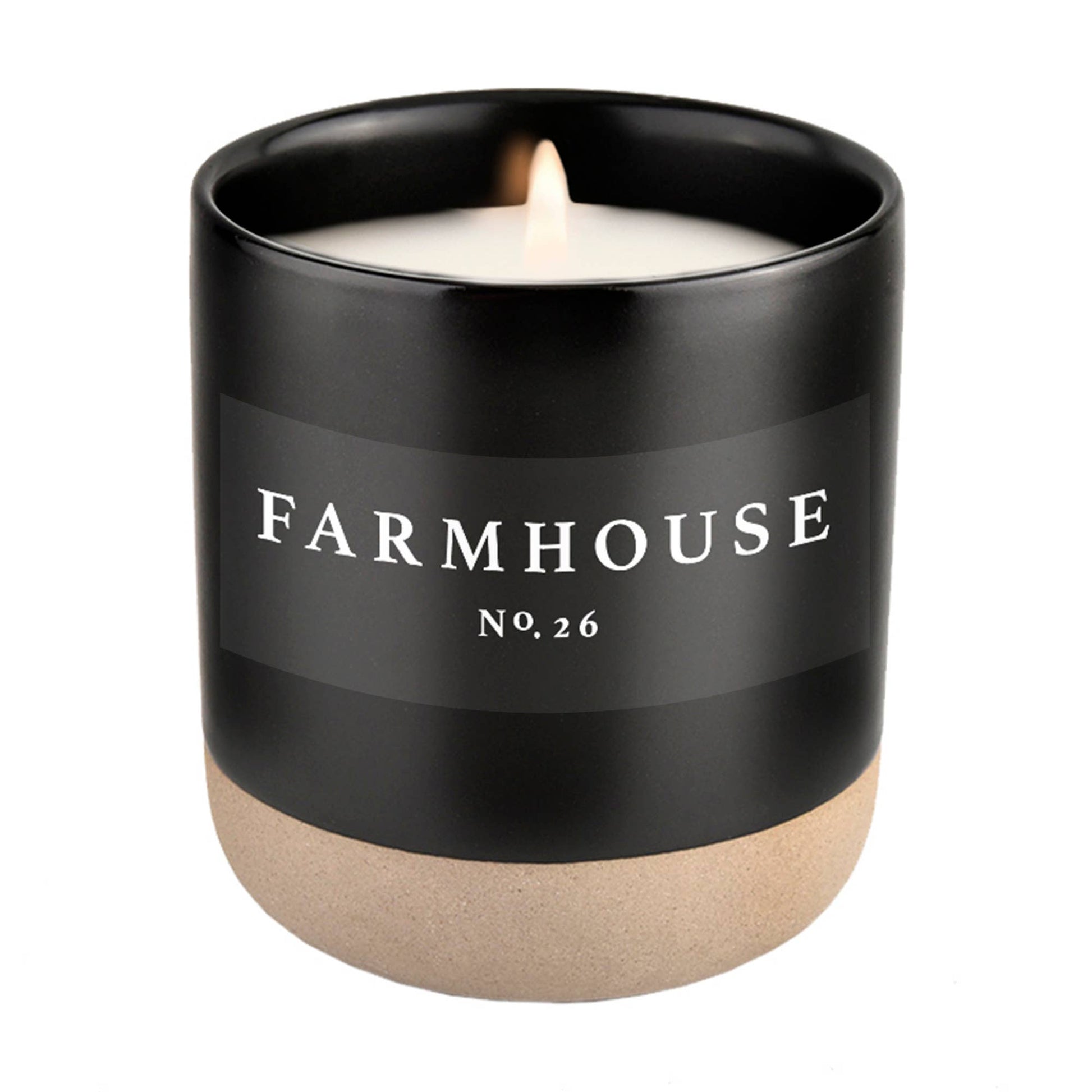 farmhouse soy candle - black stoneware jar - 12 oz