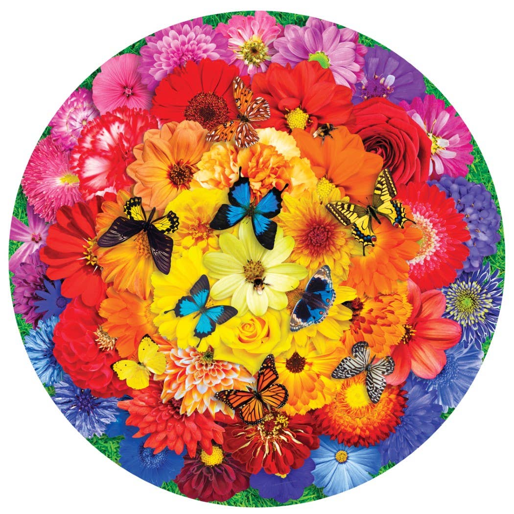 500pc puzzle - colorful blooms - round