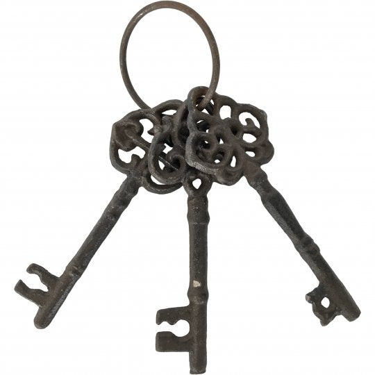 decorative keys on ring - dark brown brown