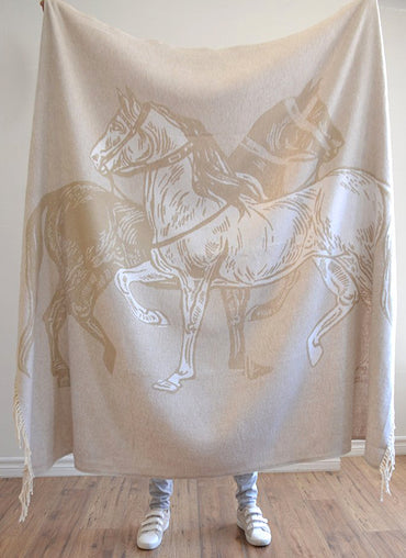 stallions cotton throw in light grey 50''x70'' / beige