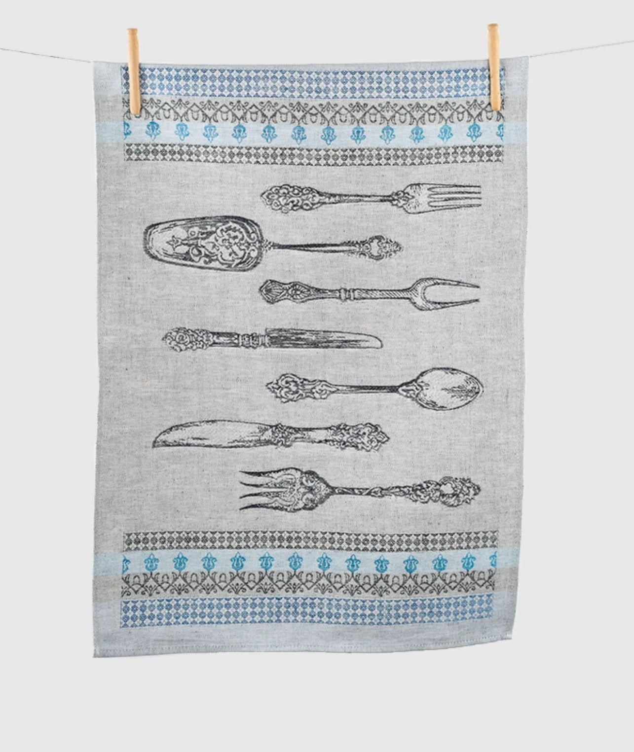tavolo tea towel grey & blue cutlery