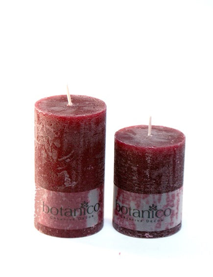 rustic pillar candle - small - various colors red
