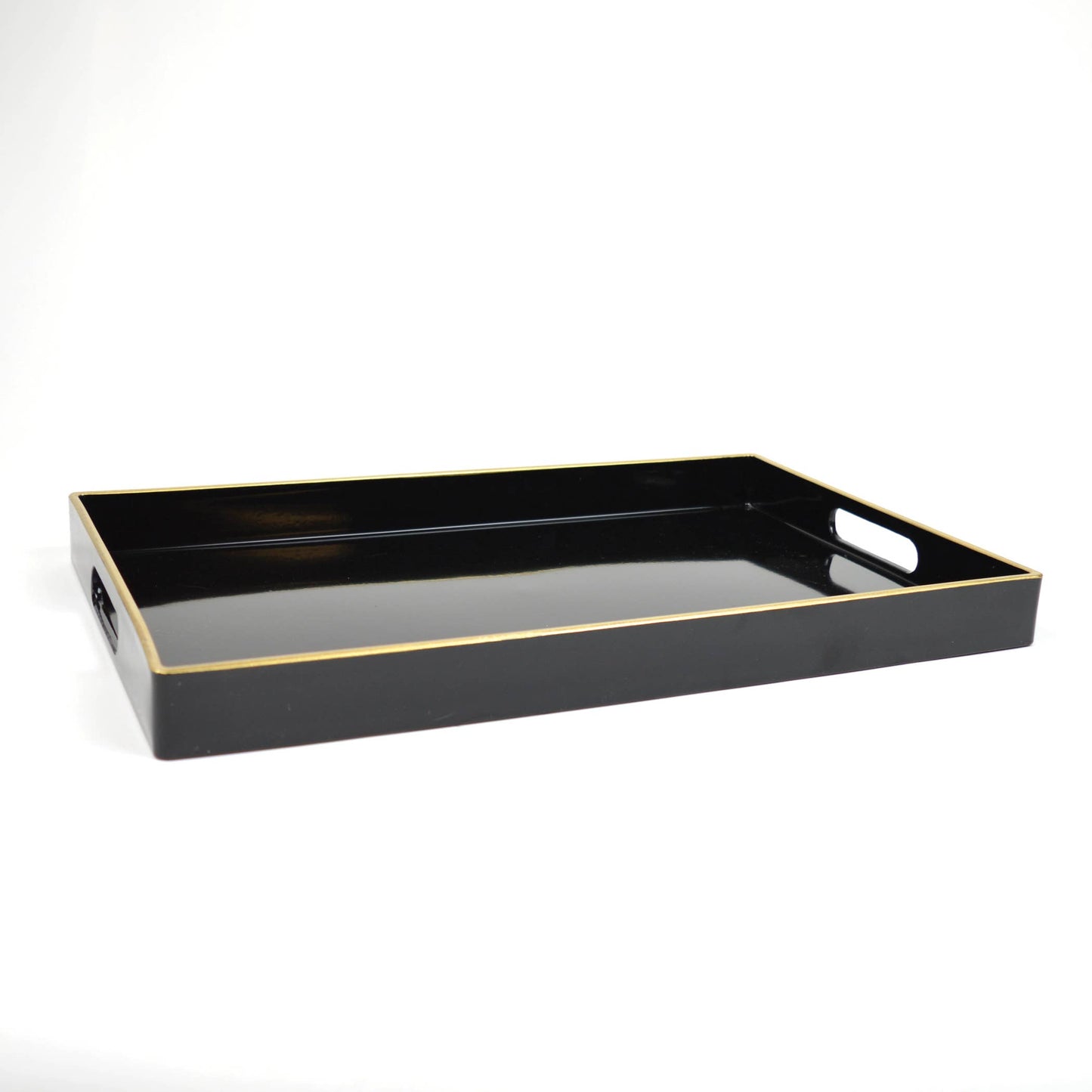 black rectangular tray