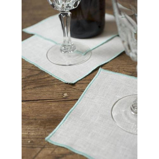 duet cocktail napkins (set of 4) off-white with aqua