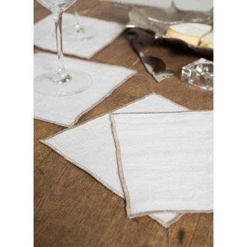 duet cocktail napkins (set of 4) snow white with flax