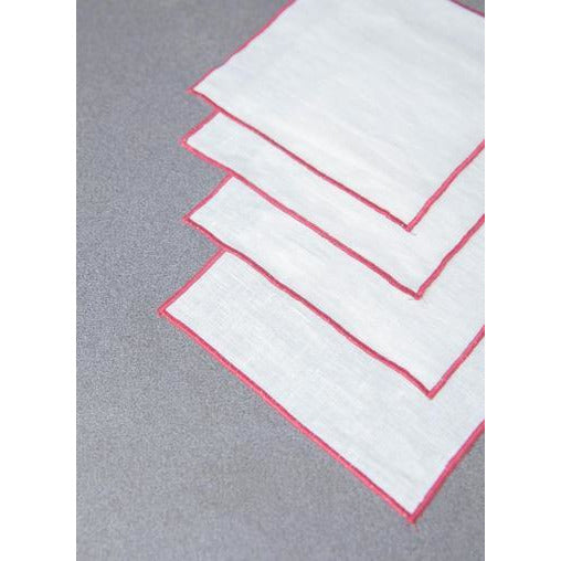 duet cocktail napkins (set of 4) white with marsala