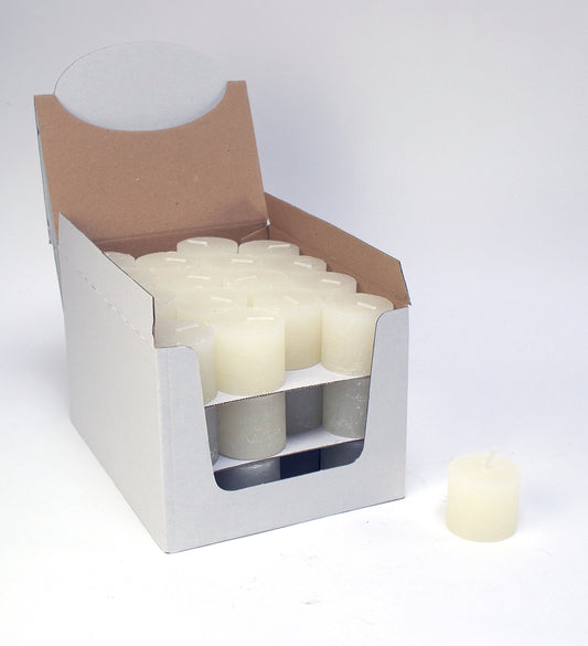 rustic votive candles - ivory
