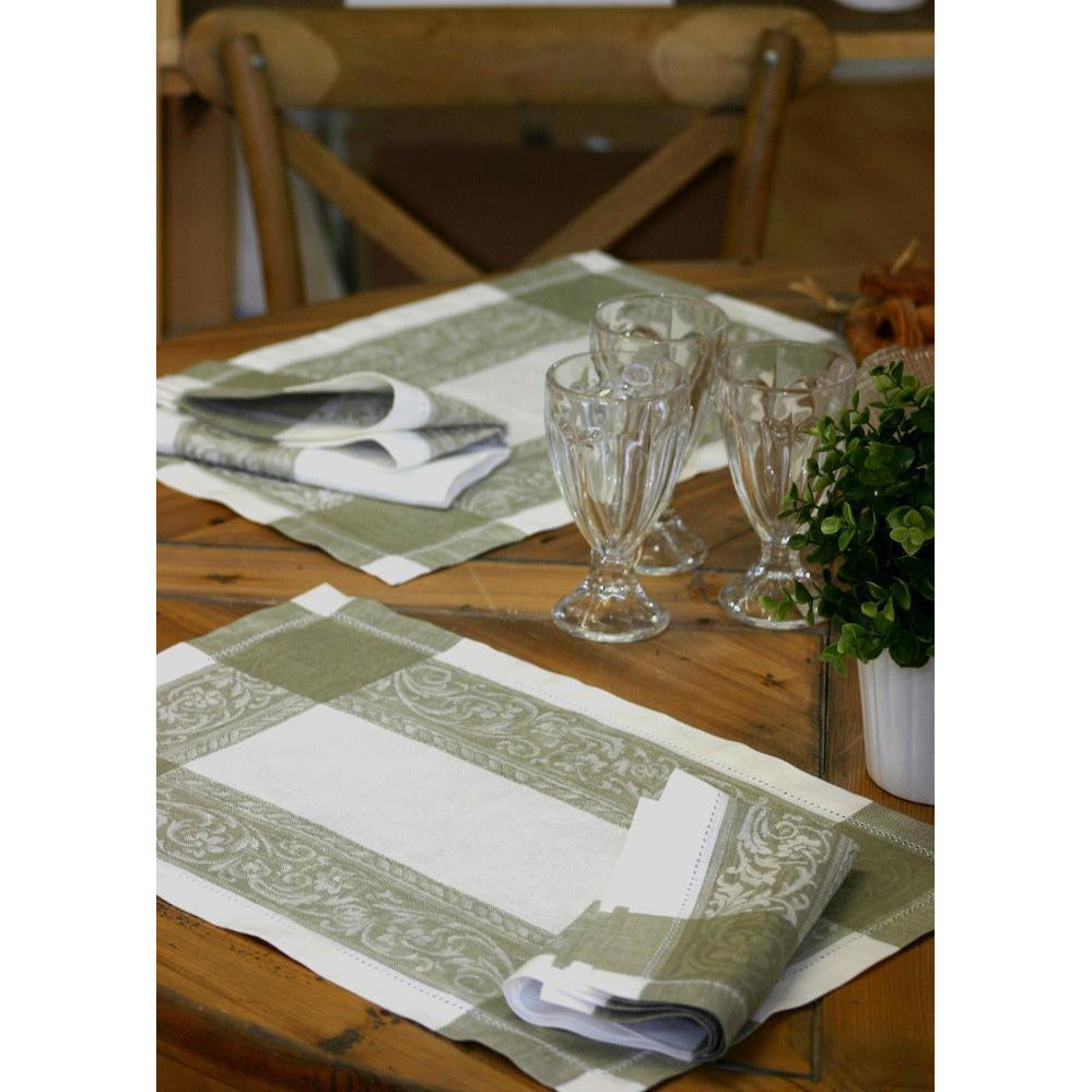 carmella placemats (set of 4) 14''x21'' / white with beige border