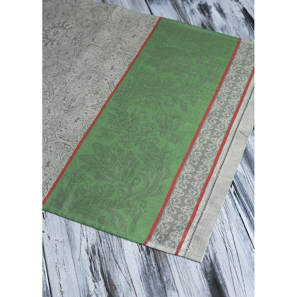 christina runner 20''x59'' / silver with green / red border