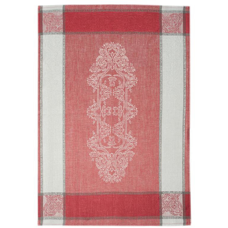 majesty tea towel ruby red / grey border