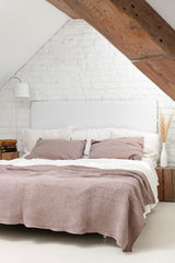 Linen Waffle Bed Throw in Rosy Brown