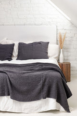 Linen Waffle Bed Throw In Charcoal