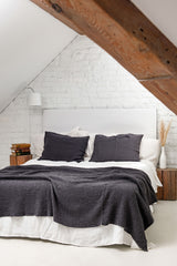 Linen Waffle Bed Throw In Charcoal