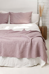 Linen Waffle Bed Throw In Dusty Rose