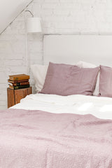 Linen Waffle Bed Throw In Dusty Rose