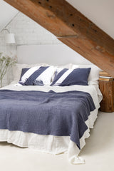 Linen Waffle Bed Throw In Blue Gray
