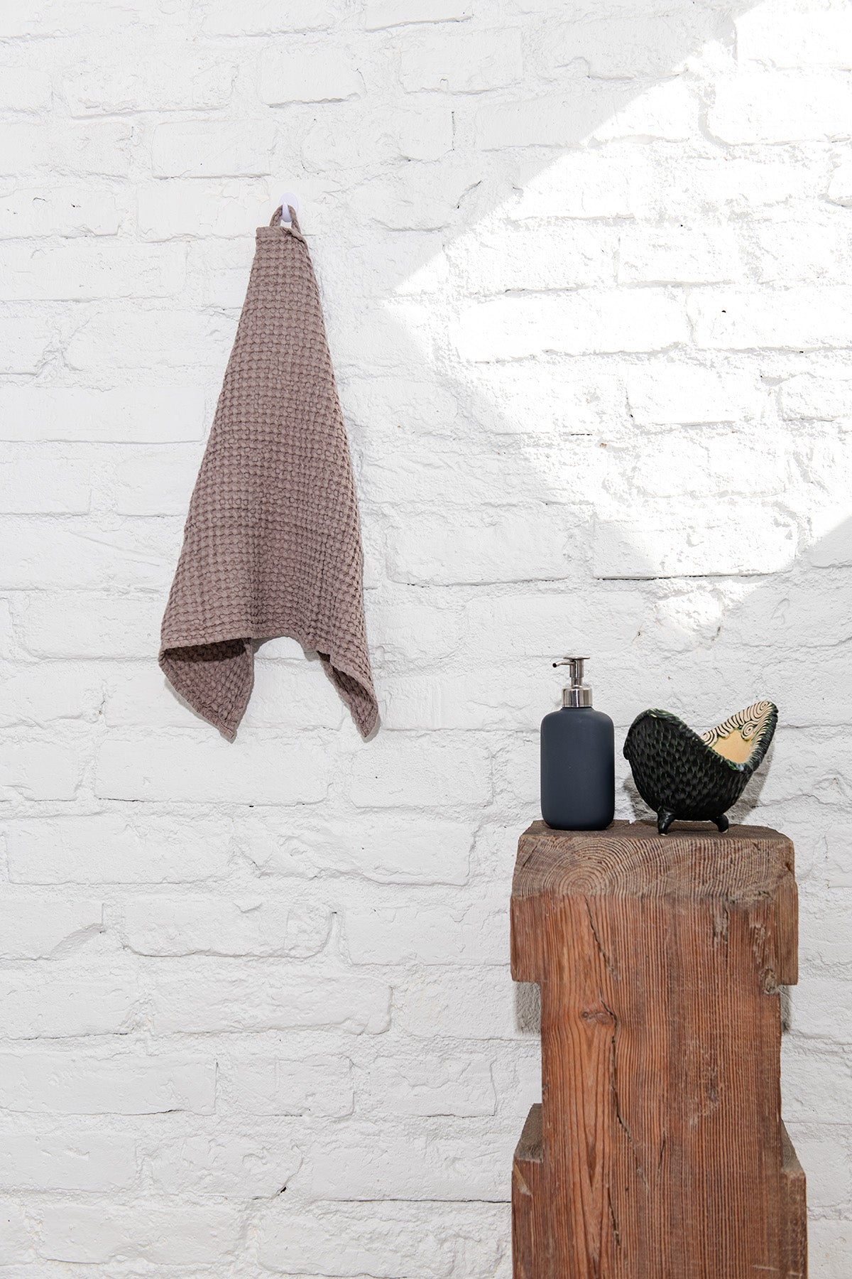 Linen Waffle Kitchen Towel Rosy Brown