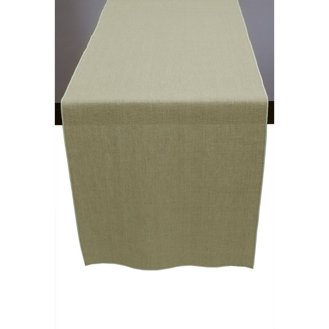 duet runner 19''x67'' / natural with aqua stitched edge