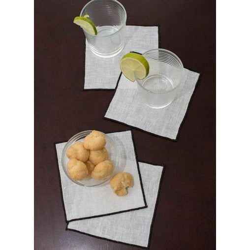 duet cocktail napkins (set of 4) snow white with black