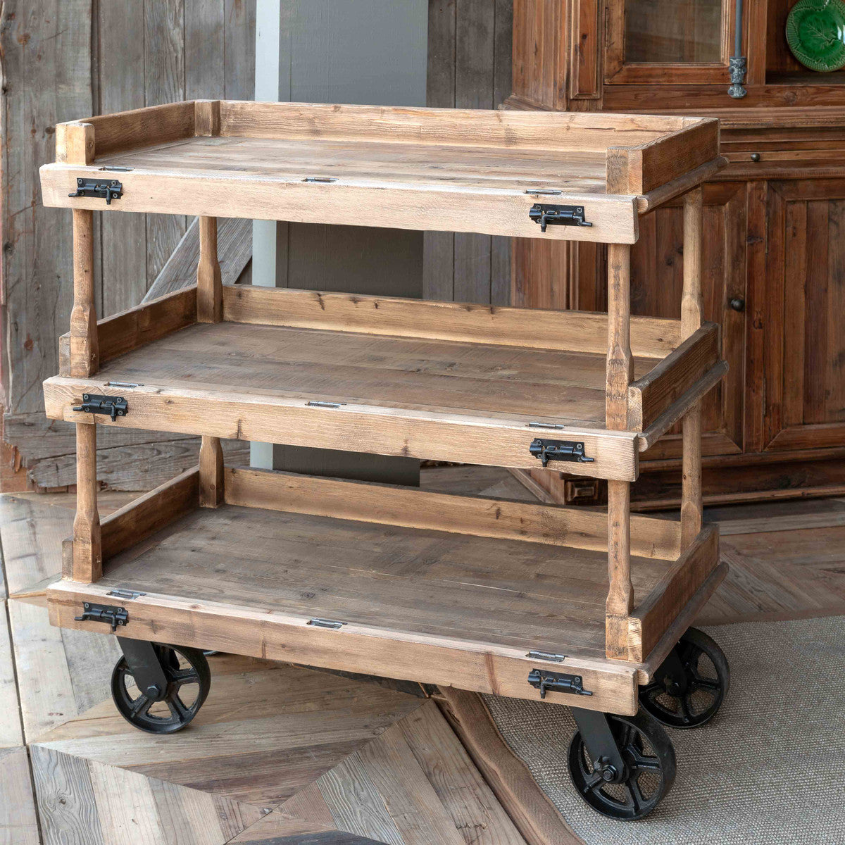 wooden bakery cart