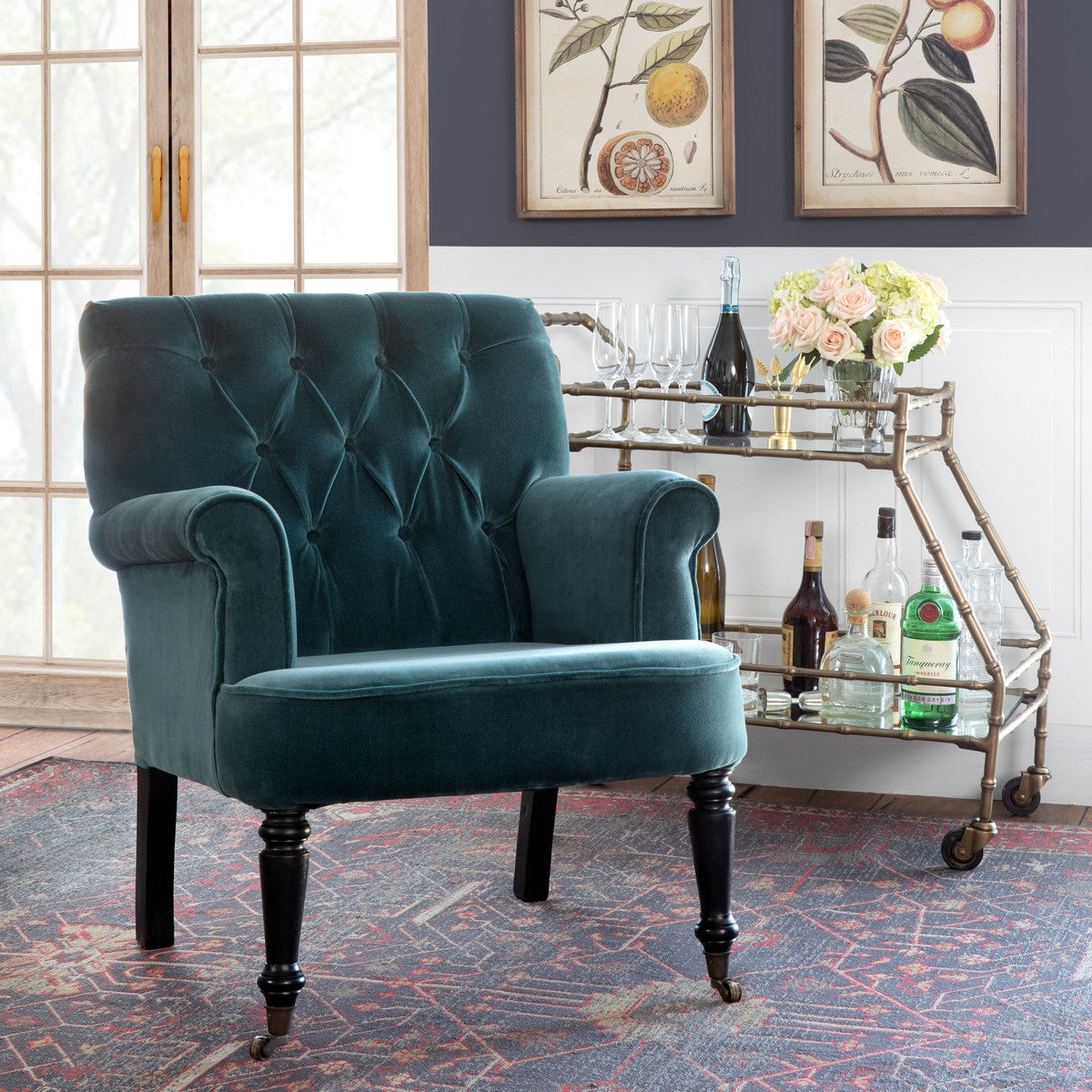 elaine cotton velvet upholstered arm chair