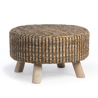 woven recycled leather stool