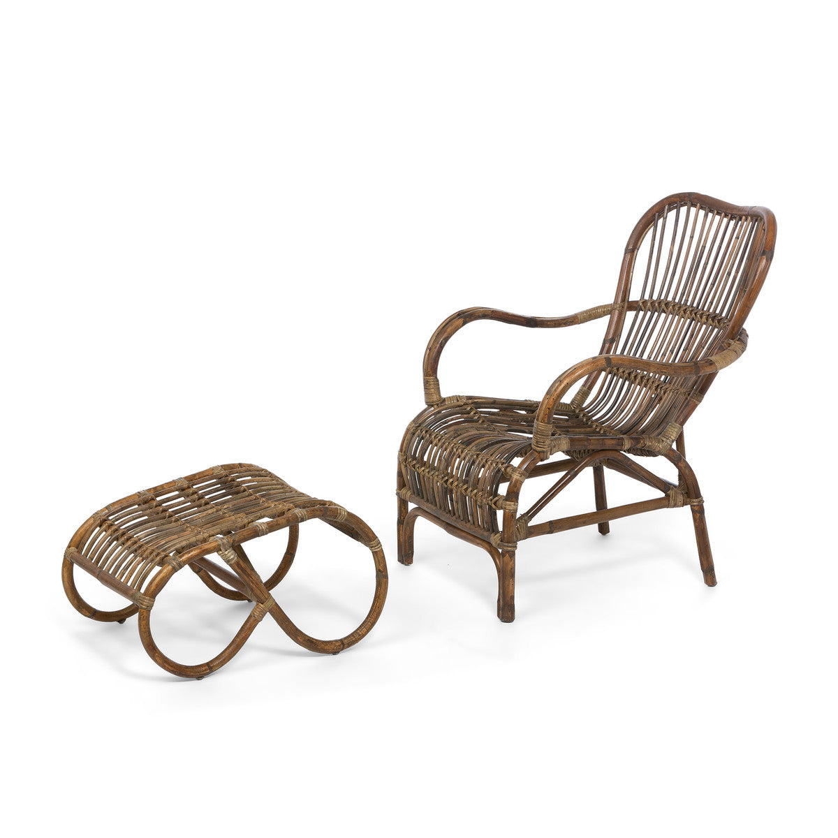 savannah rattan lounge chair and footrest