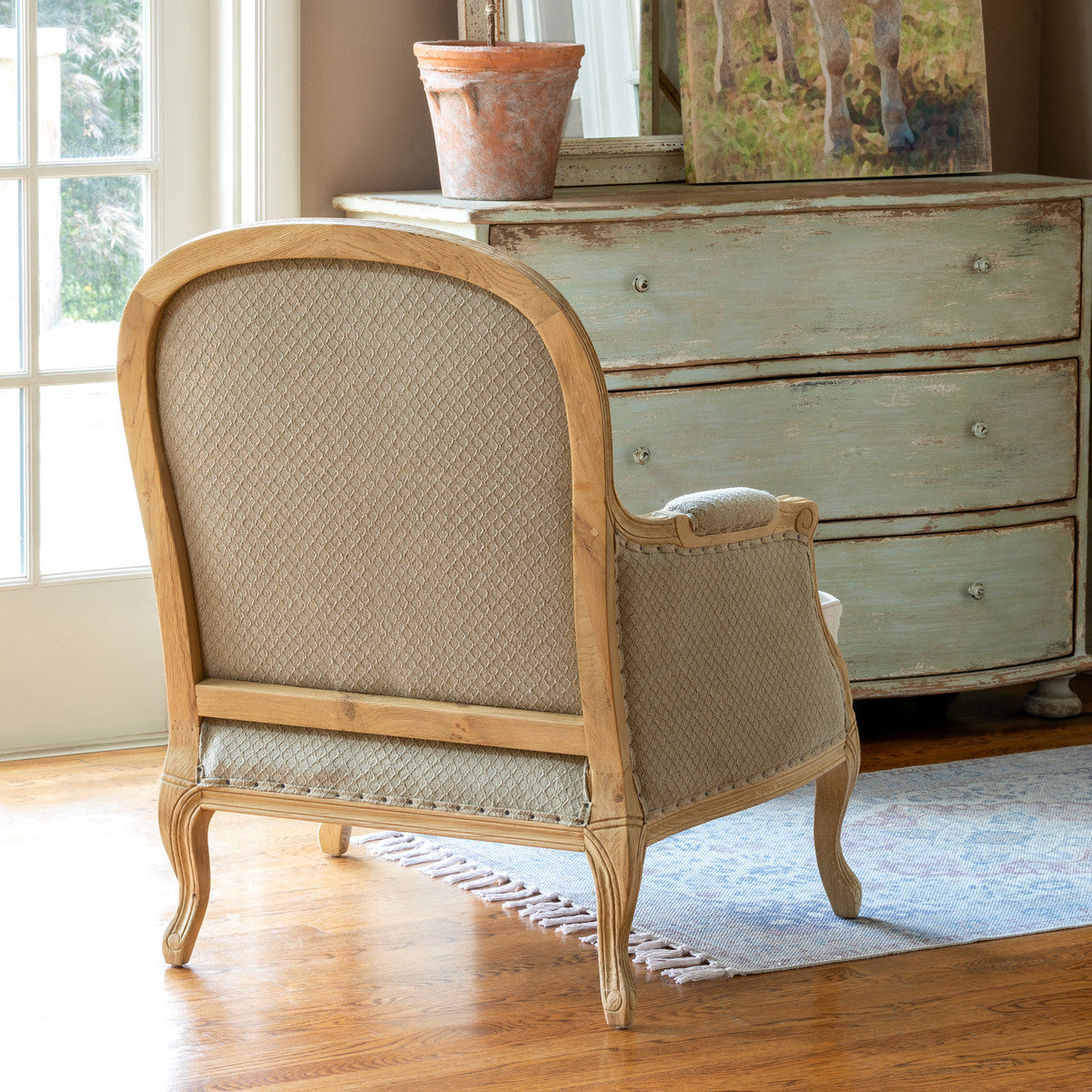 upholstered salon chair