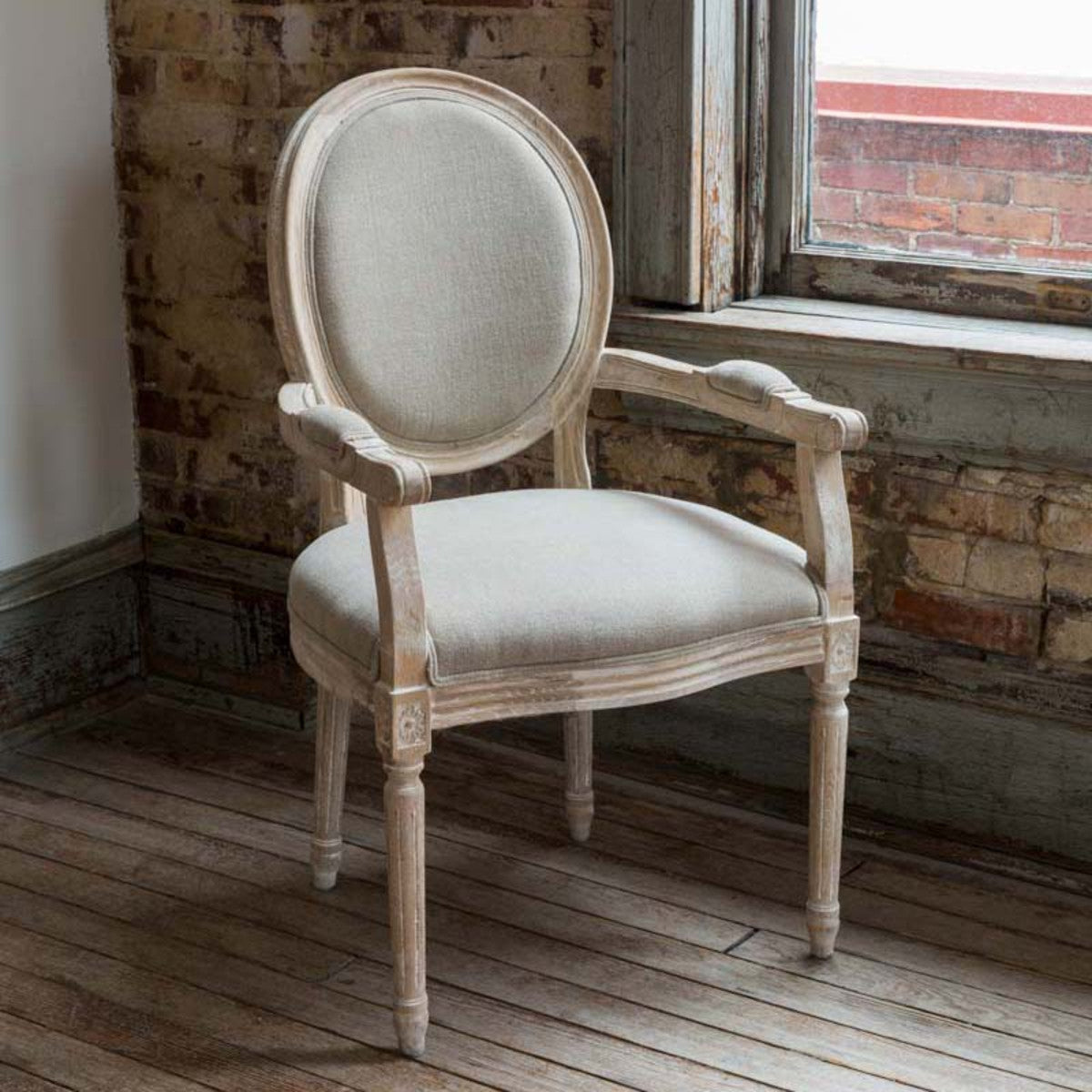 white washed arm chair - set of two