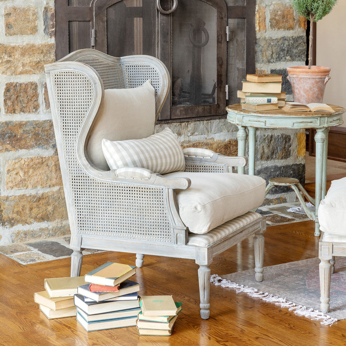 cane wingback lounge chair