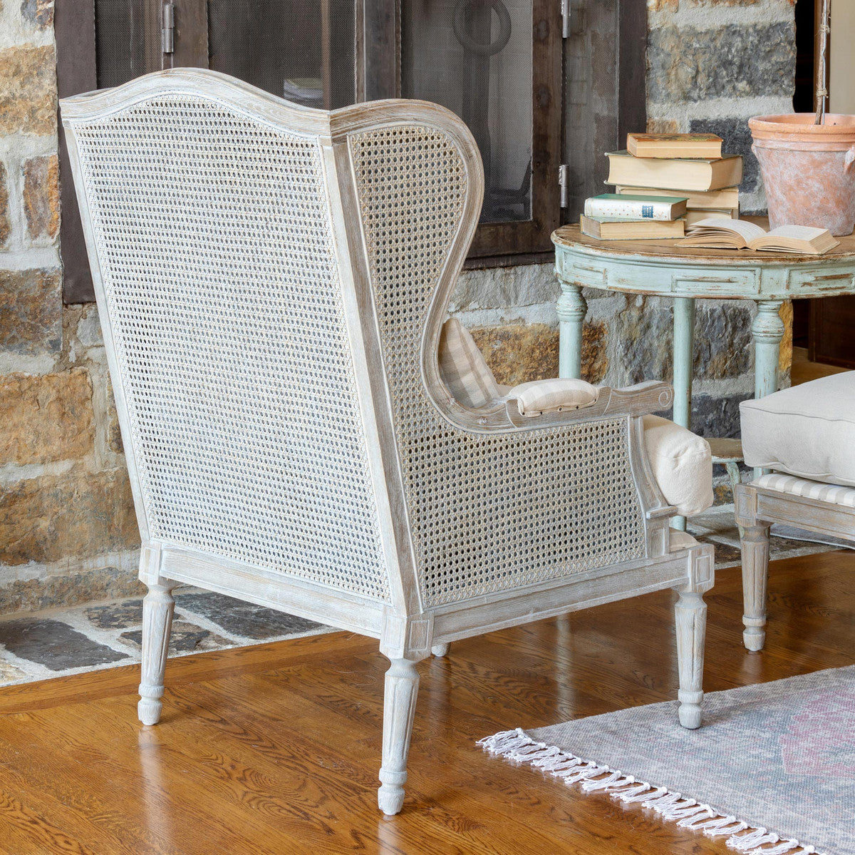 cane wingback lounge chair